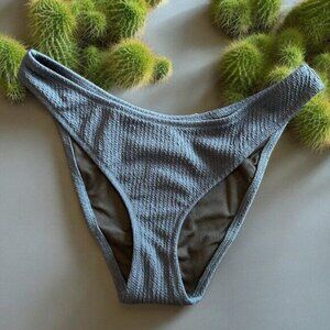 J.Crew Textured Curved Waist Cheeky Bikini‎ Bottom Navy NWT Medium Swim